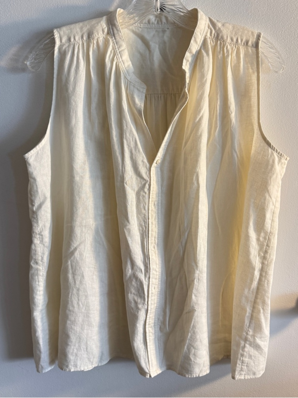 Sleeveless Women’s Cream Button-Front Blouse Minimalist Clean Girl Effortless